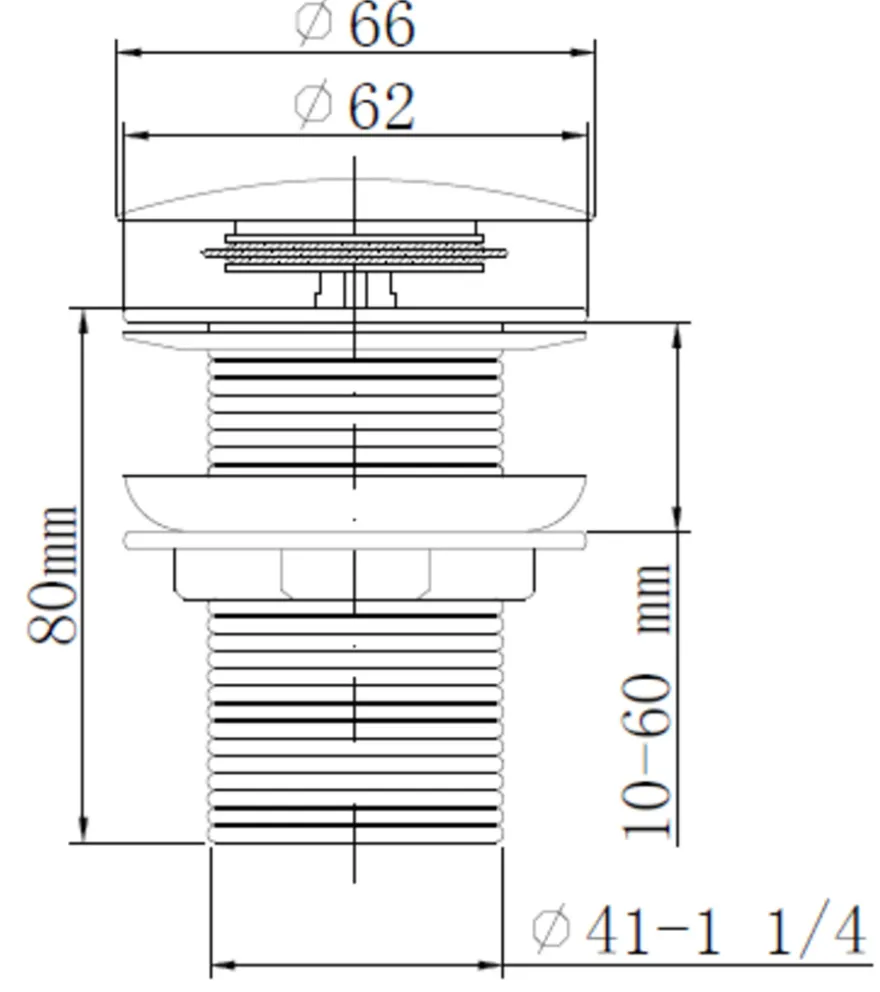 Bundventil pop-up Ø66 × 80 mm gunmetal